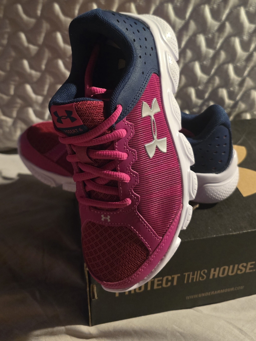 Under Armour Kids Hot Pink and Navy Athletic Sneakers